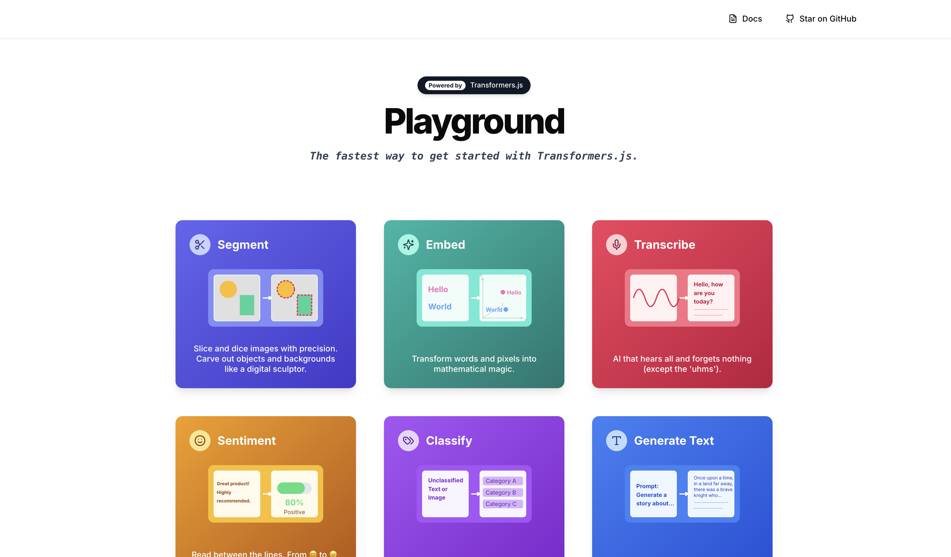 GitHub - cfahlgren1/transformersjs-playground: The fastest way to get ...