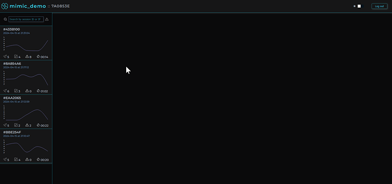 Animated gif of MIMIC's frontend interface