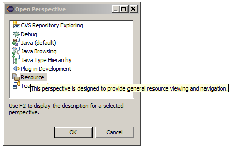 open perspective dialog description