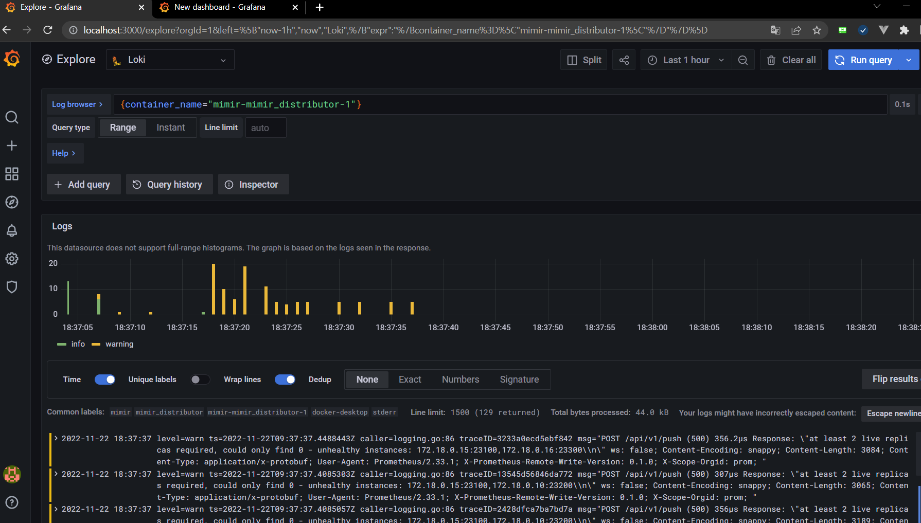 Grafana Explore UI