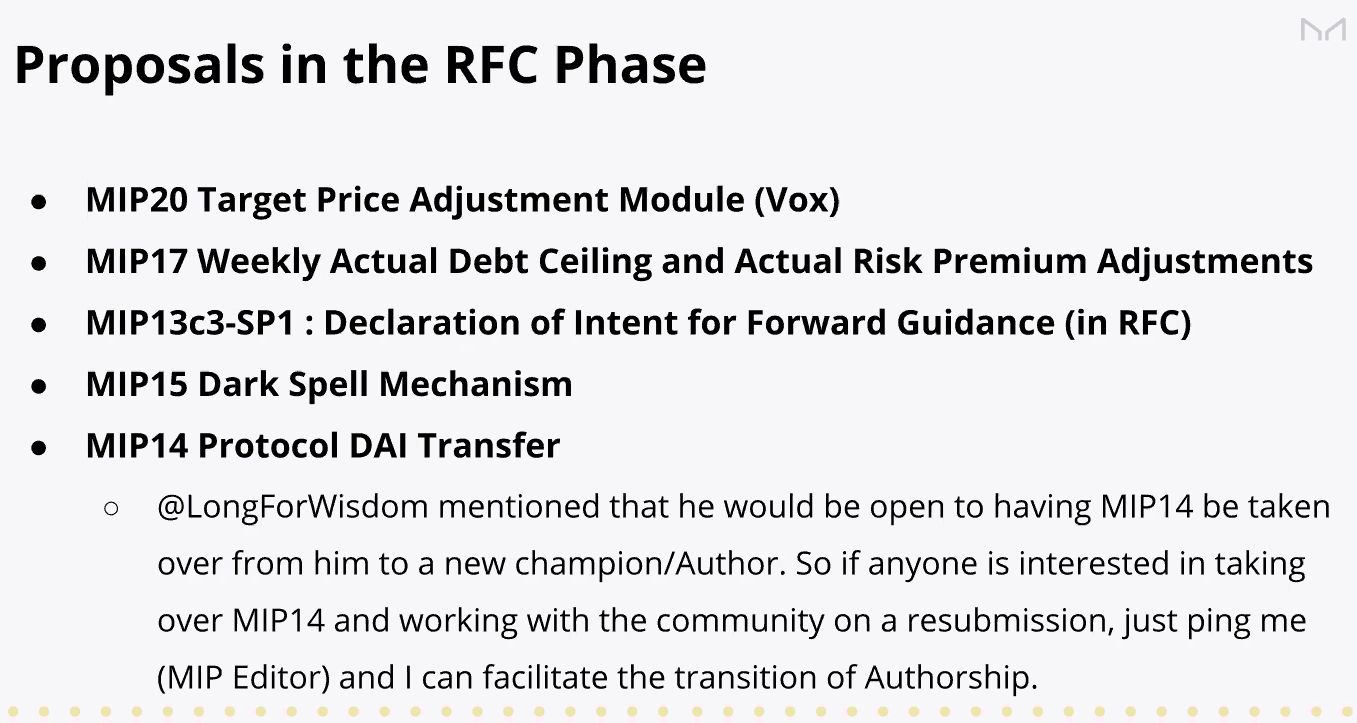 Proposals in the RFC Phase