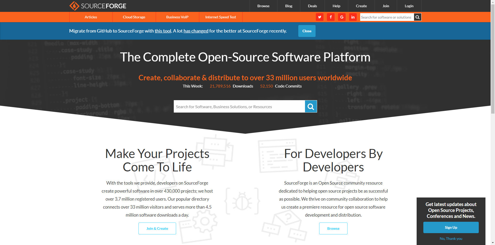 Sourceforge website screenshot