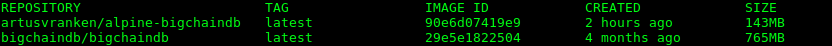 filesize difference between running on ubuntu and alpine