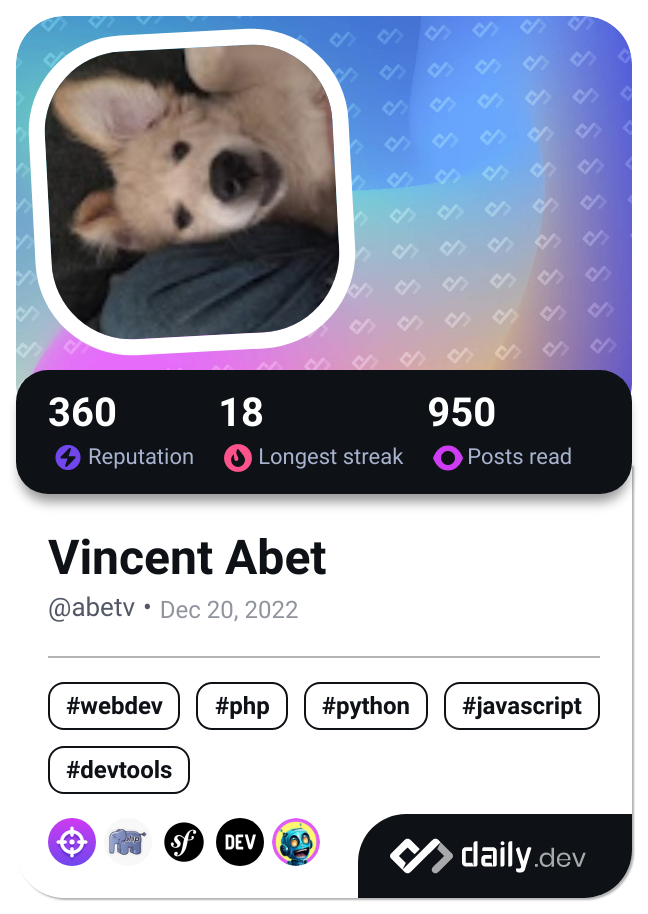 Vincent Abet's Dev Card