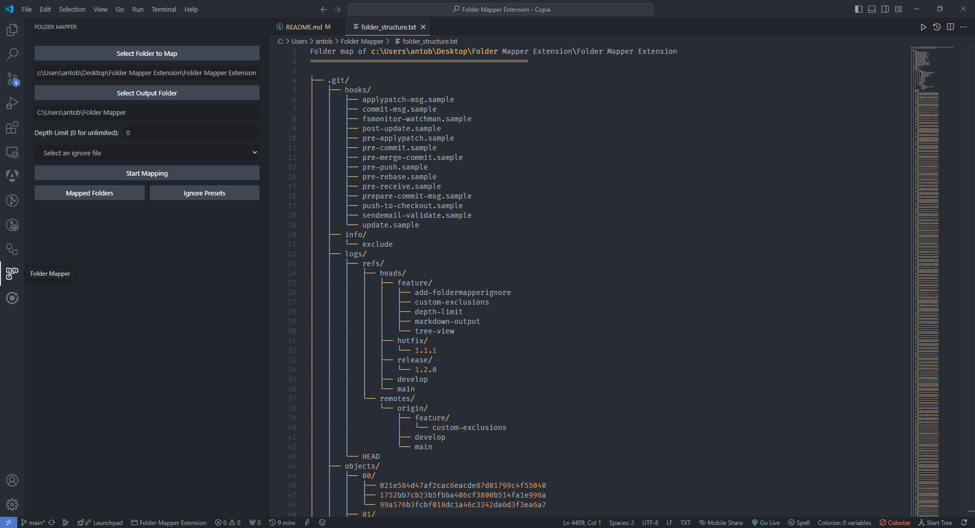 .txt outcome of a mapped folder