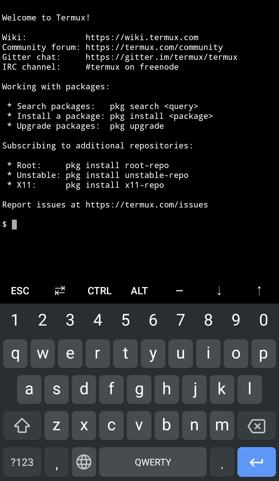 Image of Termux homescreen