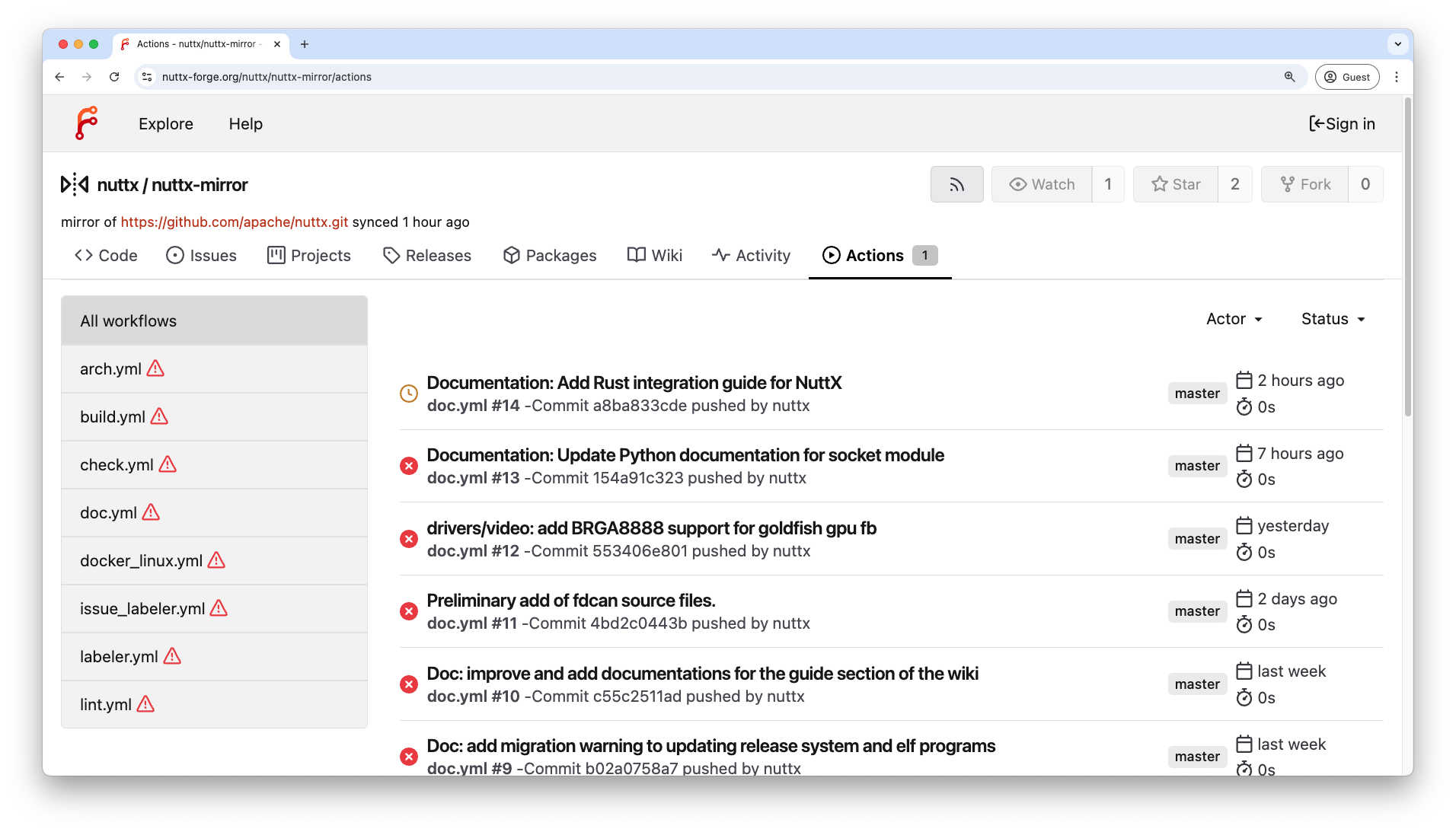 Forgejo will import GitHub Actions Workflows and execute them