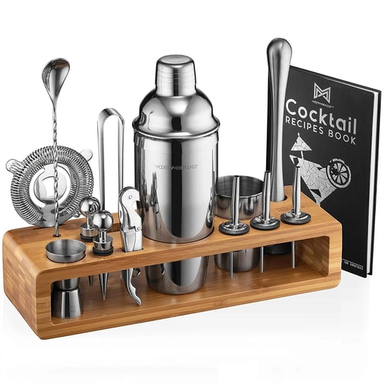 silver-23-piece-bar-set-cocktail-shaker-bartender-set-with-bamboo-stand-1