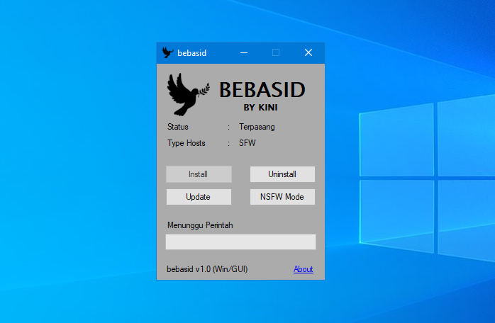 bebasid.exe dijalankan di Windows 10