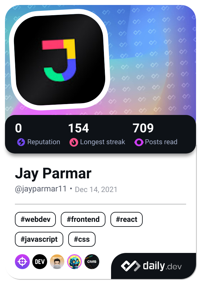 Jay Parmar's Dev Card