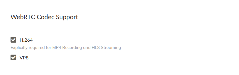 H.264 & VP8 Enabled
