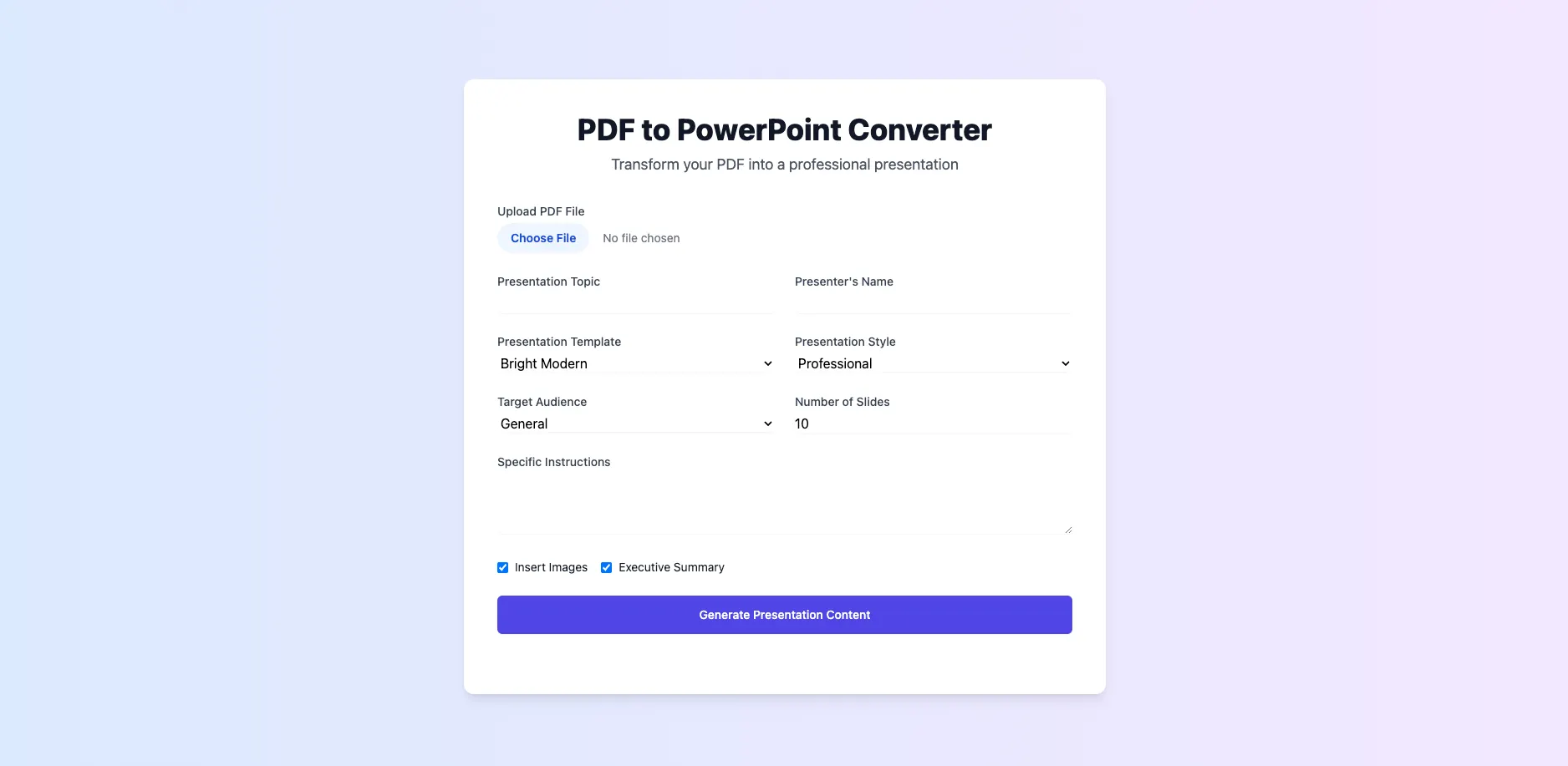 GitHub - lesteroliver911/ai-pdf-ppt-generator-openai: A fun project ...