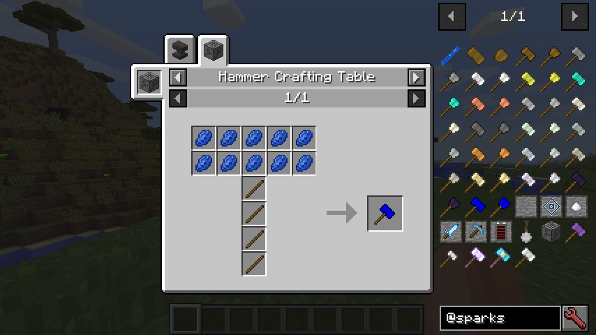 Mod Support Example: Blue Hammer Recipe