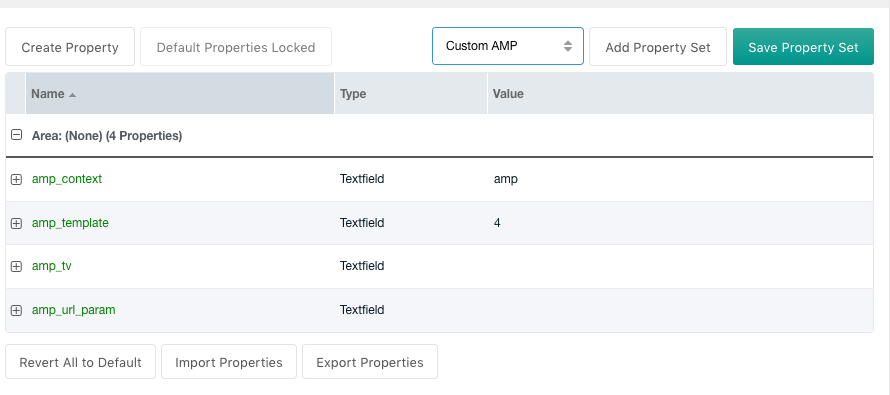 Property set for AMP