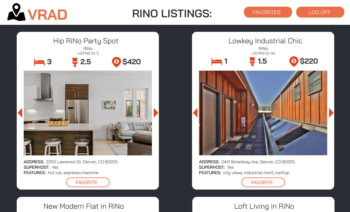 Listings Wireframe