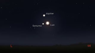 AO VIVO: TRIÂNGULO CELESTE (LUA, JÚPITER E SATURNO)