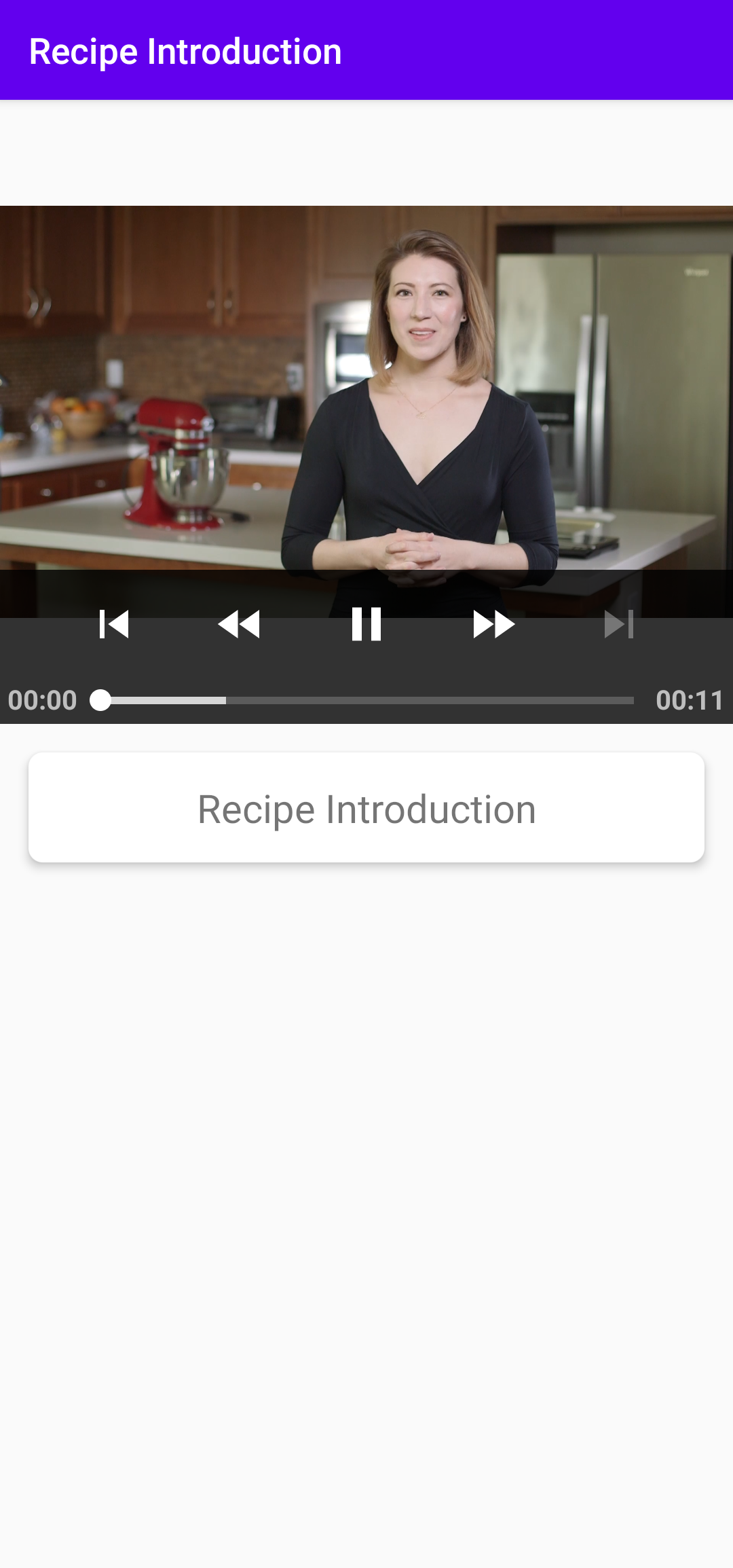 Video tutorial of a recipe