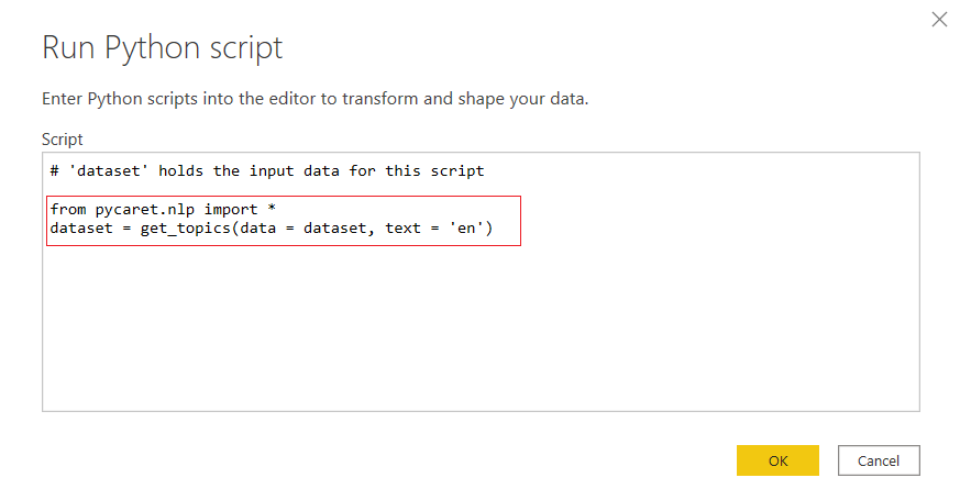 Power Query Editor (Transform → Run python script)