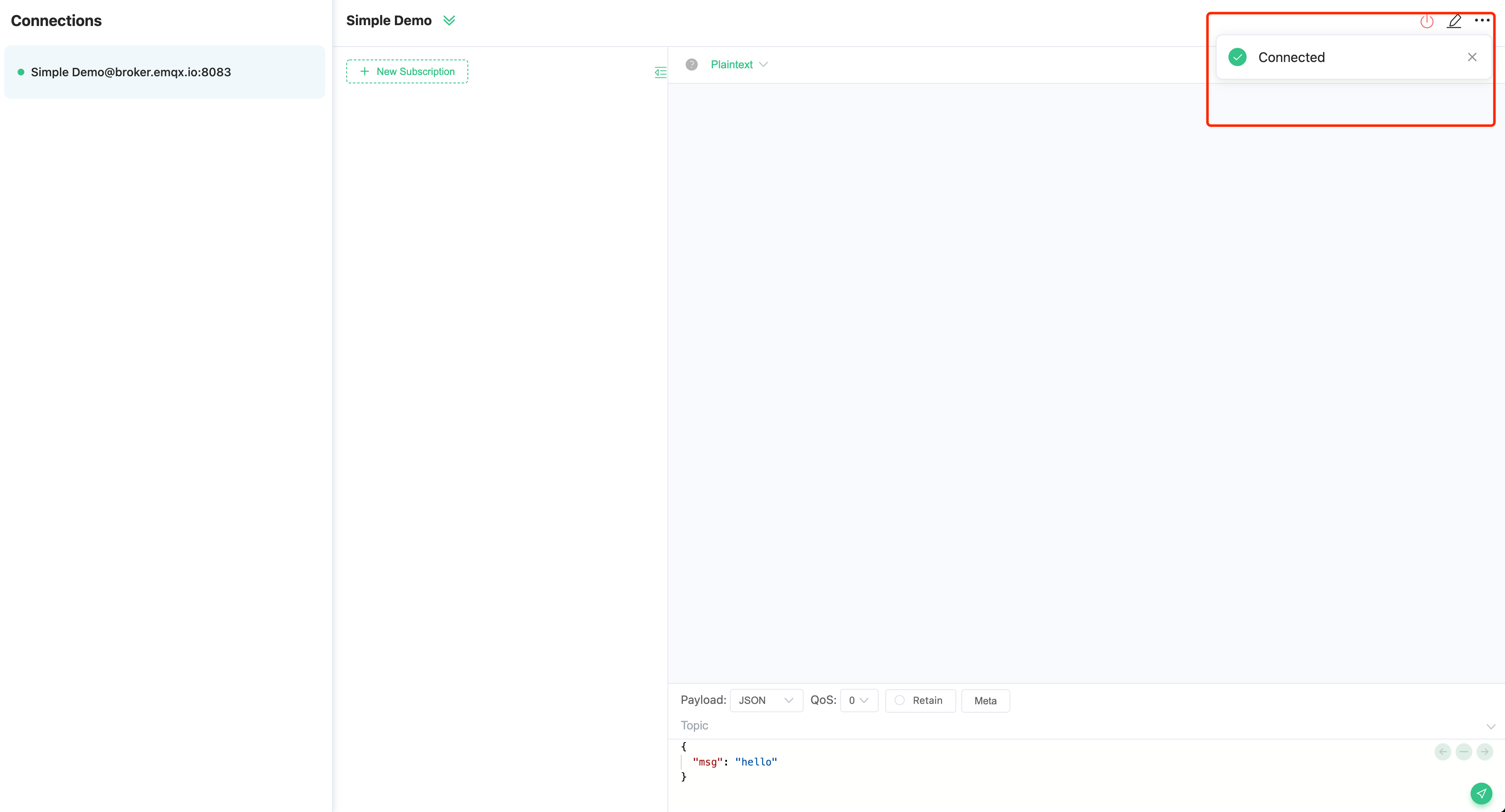 MQTT connection successful