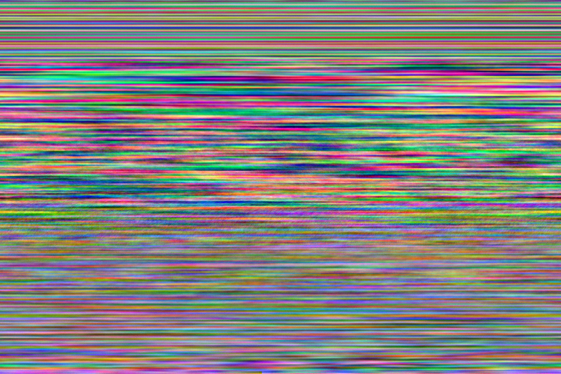 A colorful image. It has extremely fine multicolored horizontal lines throughout.