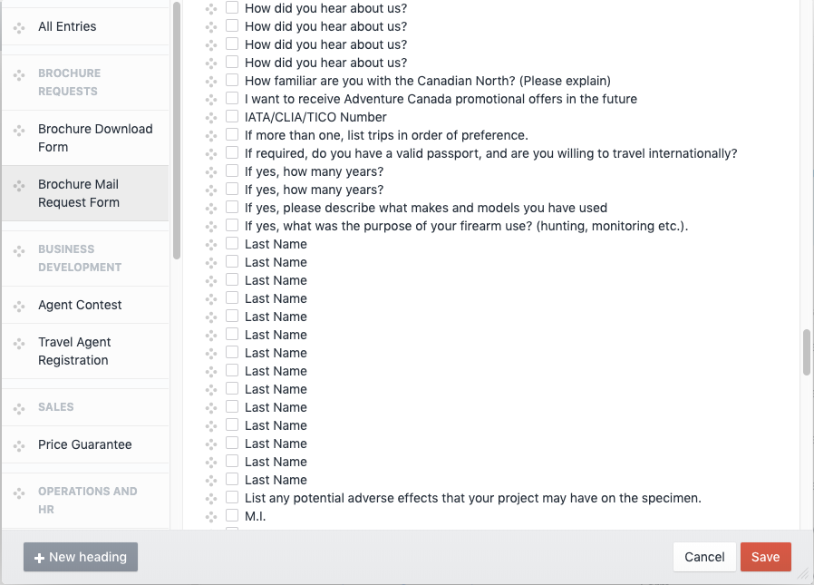 Form Element Index Customization