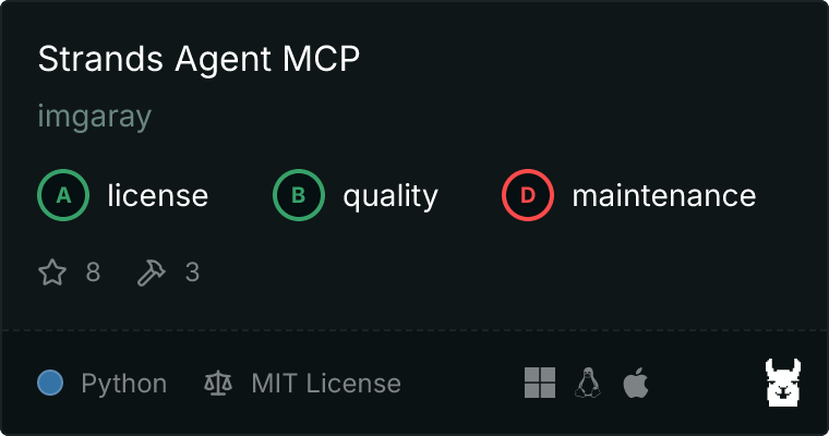 GitHub - imgaray/strands-agents-mcp: An MCP server to execute agents ...
