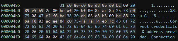 hex view of the XOR'd bytes