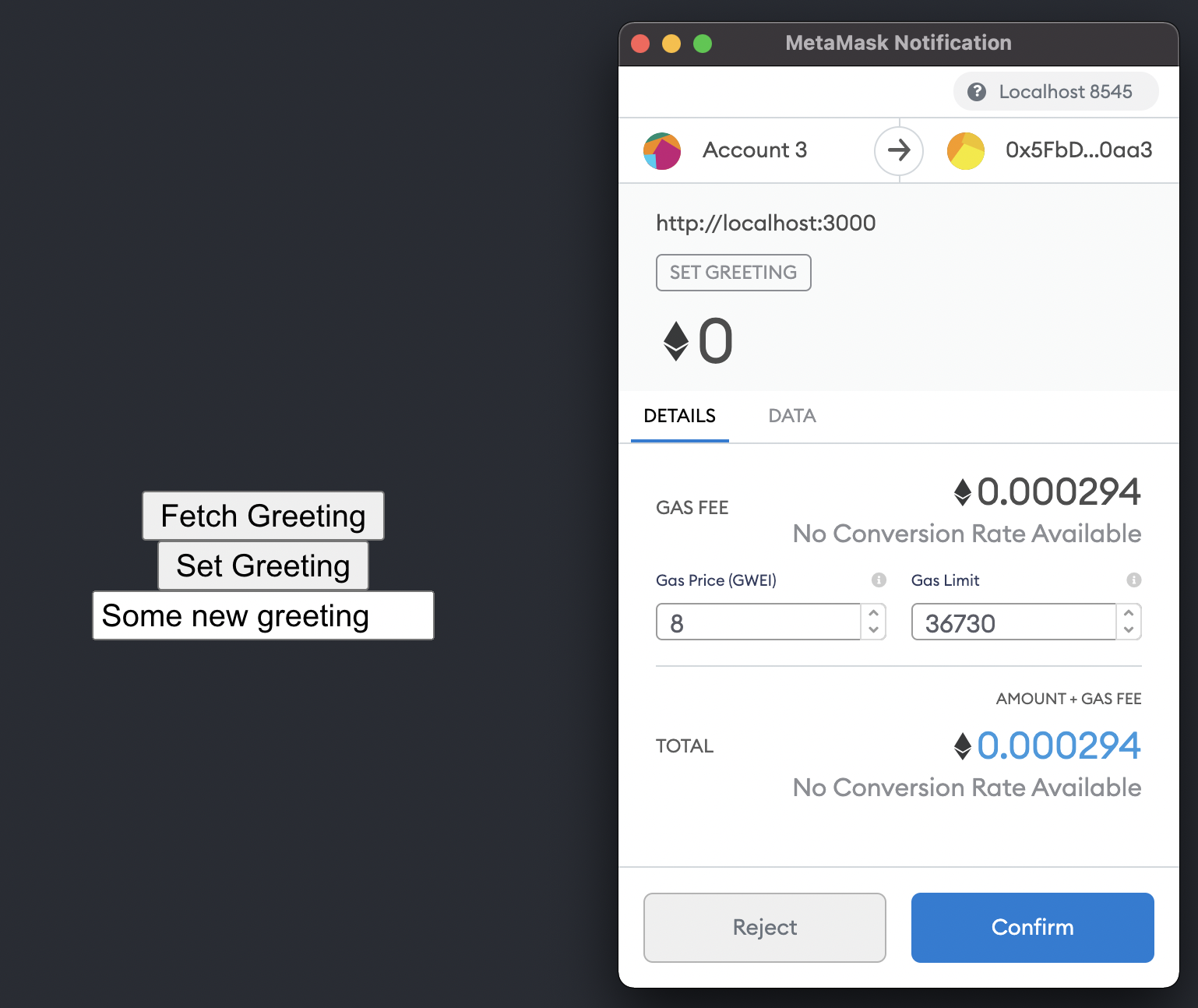 Setting and getting the greeting value