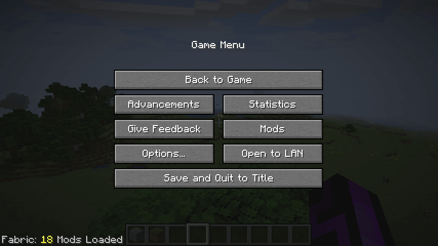 Game Menu / Pause Screen