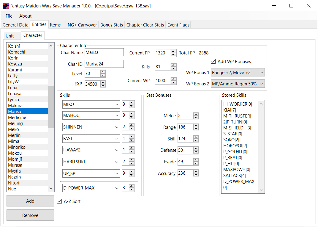 1.0.0 Character Editor
