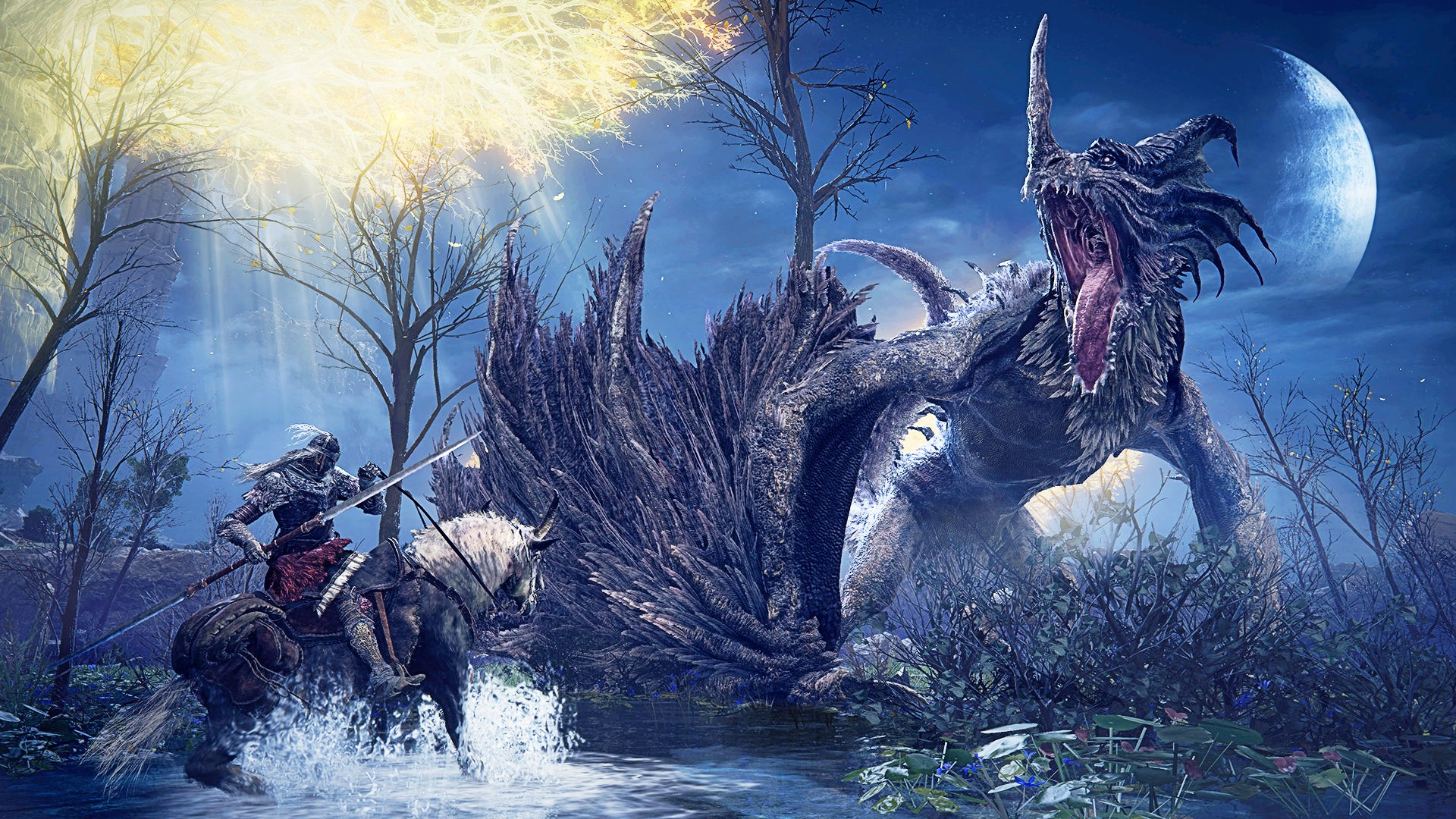 Rider fighting a dragon