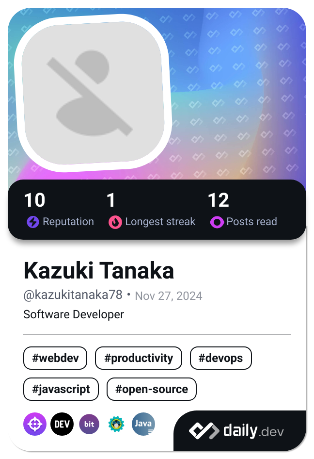 Kazuki Tanaka's Dev Card