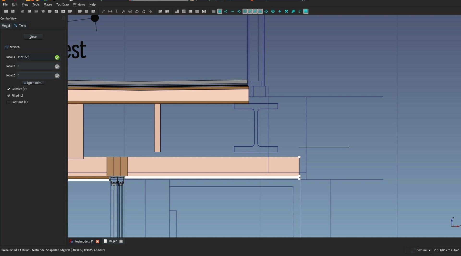 The stretch tool used on a BIM object