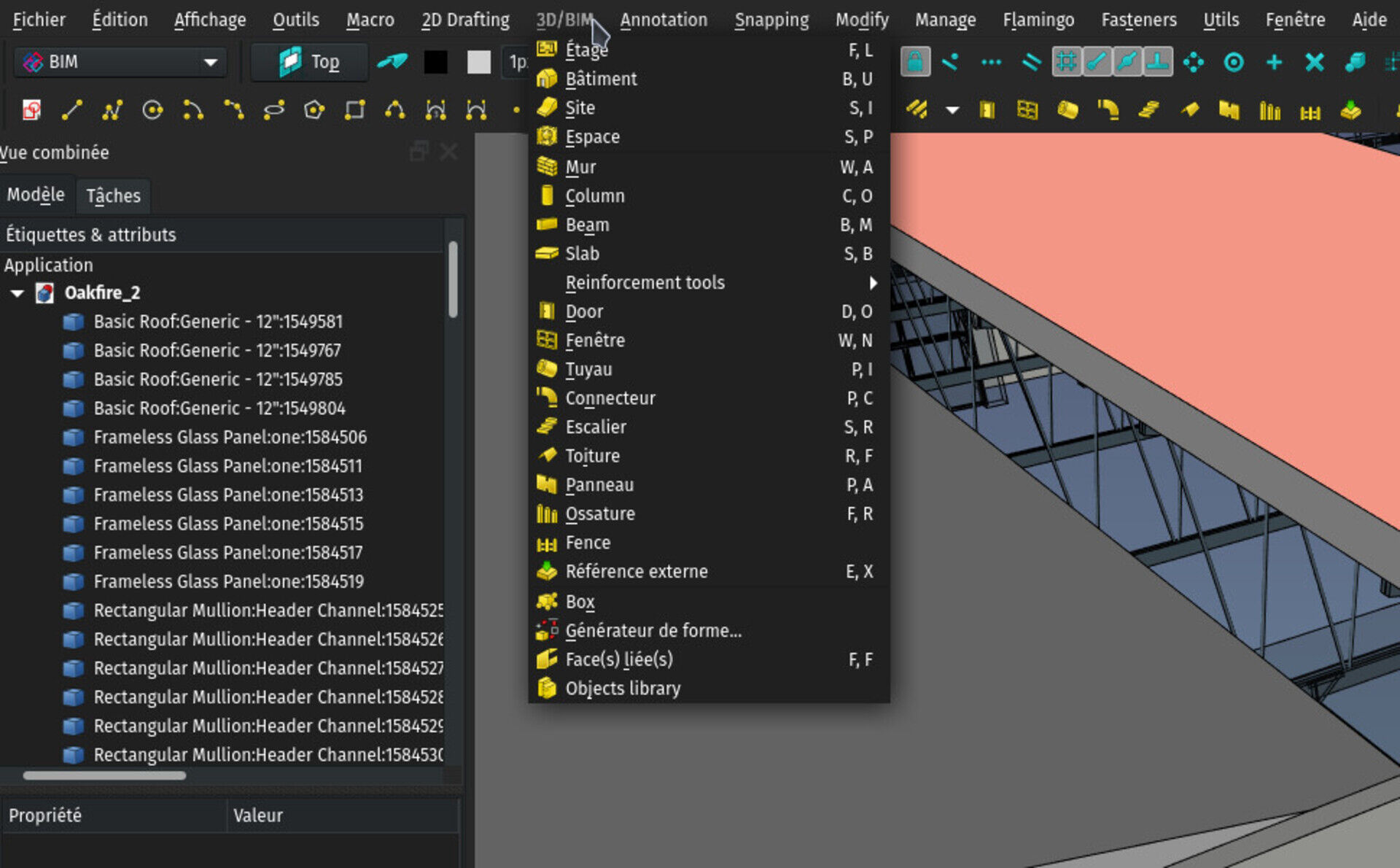 The FreeCAD interface partially translated to french...