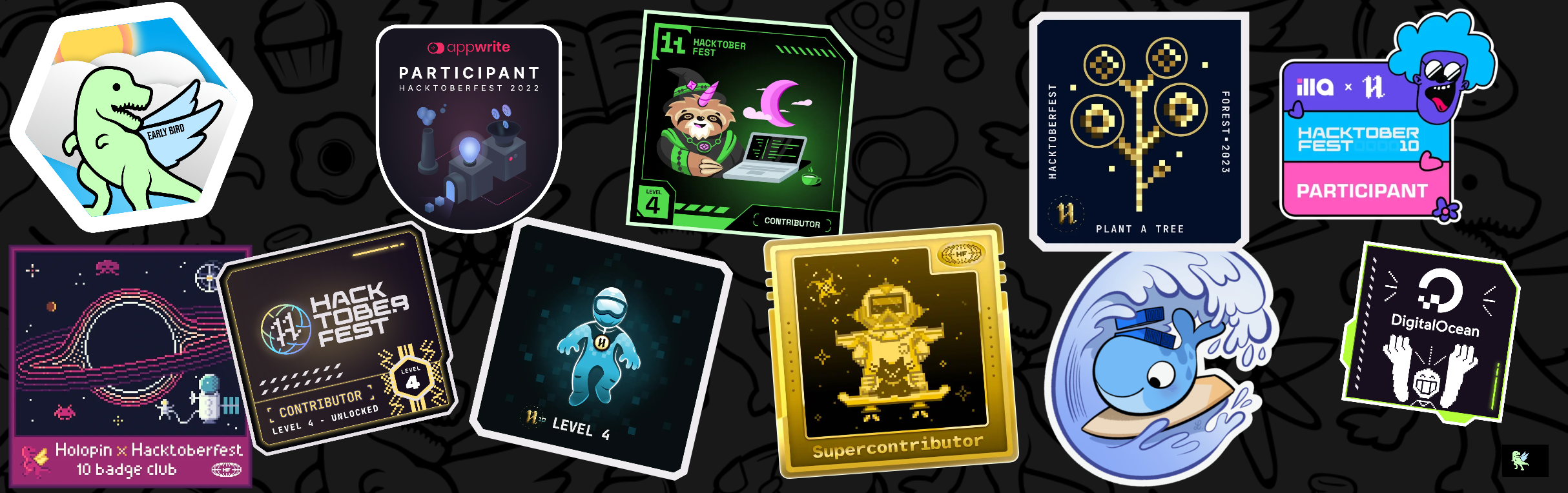 An image of @jazo's Holopin badges, which is a link to view their full Holopin profile