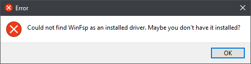 WinFsp driver error