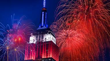 Empire State Building on the Fourth of July, New York City (© Tetra Images/Getty Images)