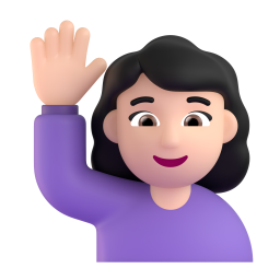 woman raising hand: light skin tone emoji (3D, WebP)
