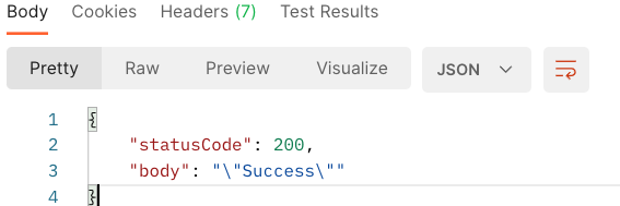 Postman success message