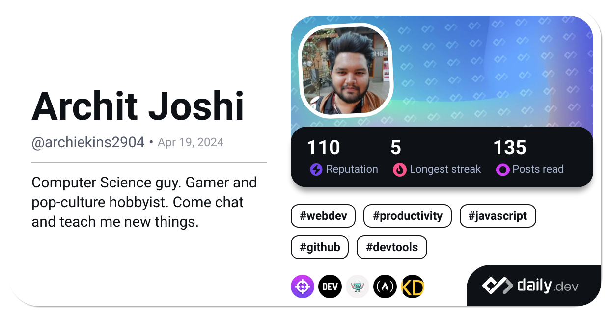 Archit Joshi's Dev Card