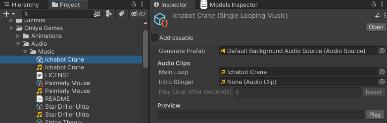 Looping Music Unity inspector