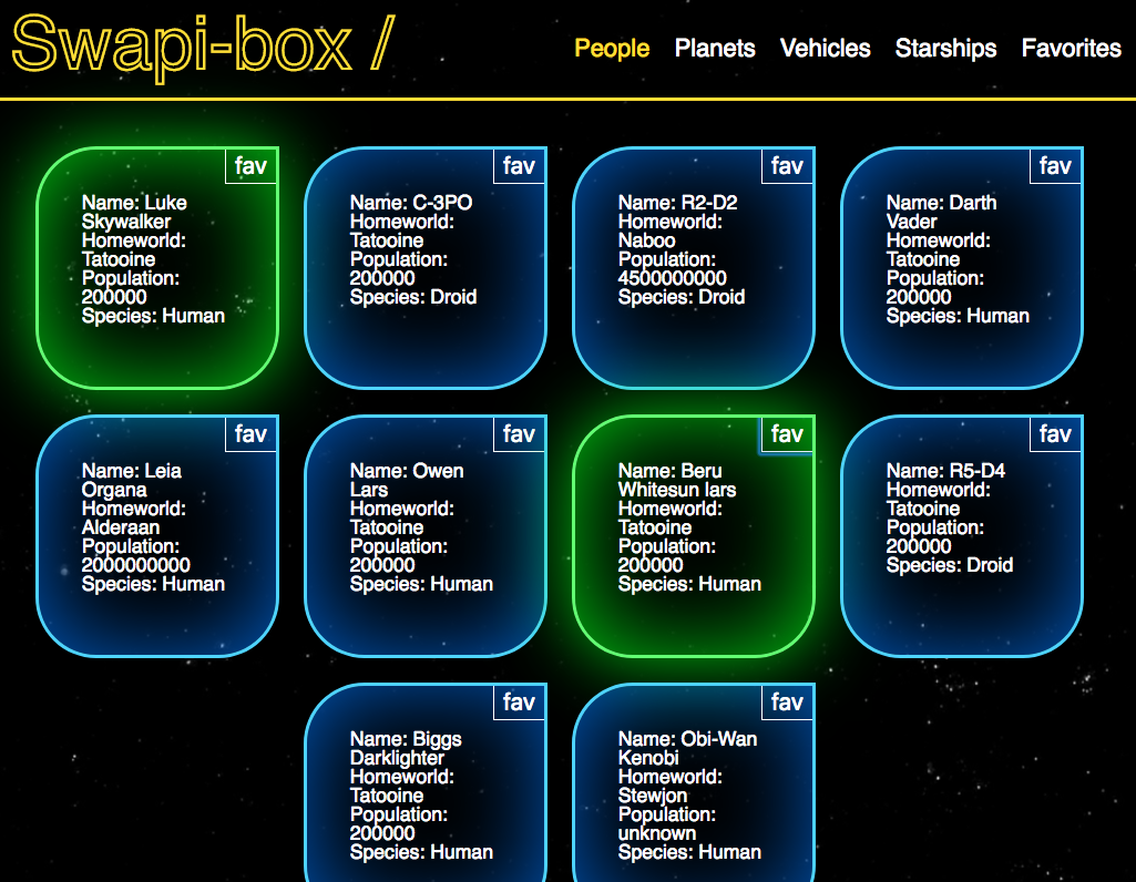 Swapi-Box Screen Shot