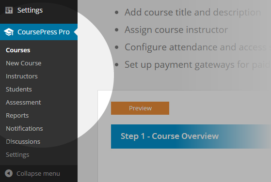 CoursePress Pro - Menu