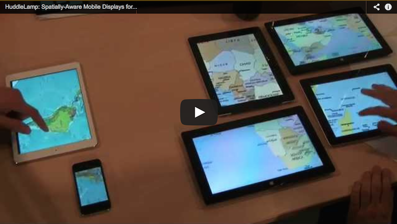 HuddleLamp: Spatially-Aware Mobile Displays for Ad-hoc Around-the-Table Collaboration