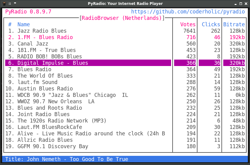 Pyradio's RadioBrowser interface