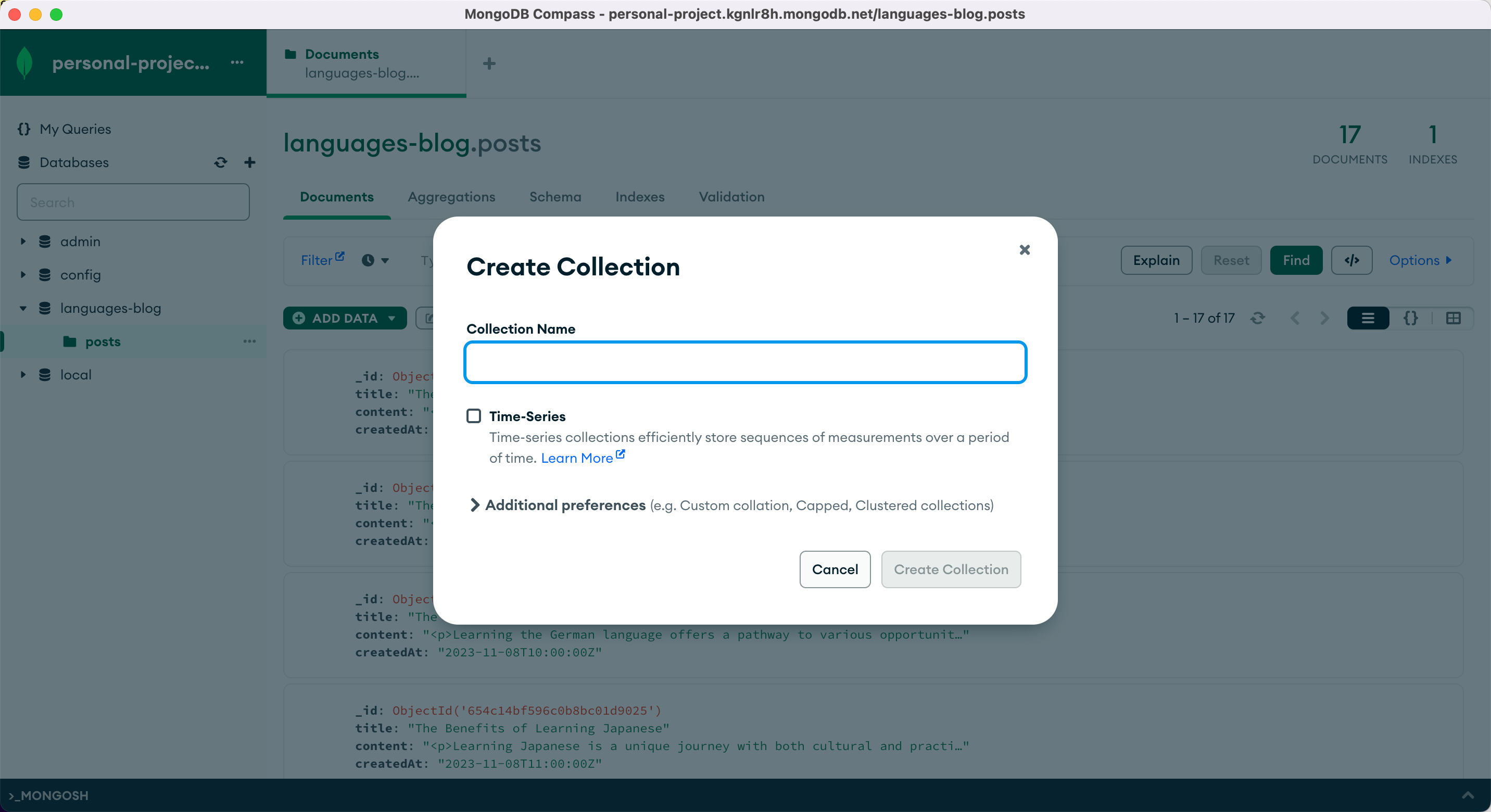 Create Collection Modal