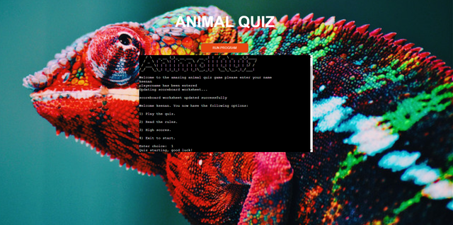 Animal Quiz website image