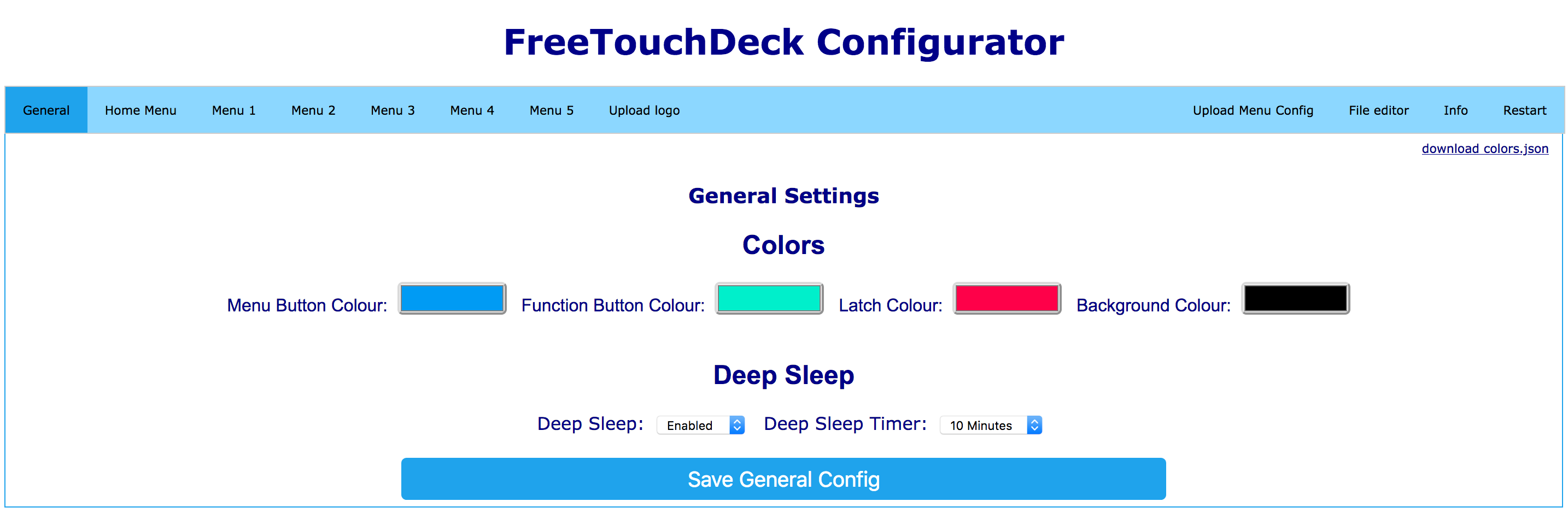 FreeTouchDeck Colours