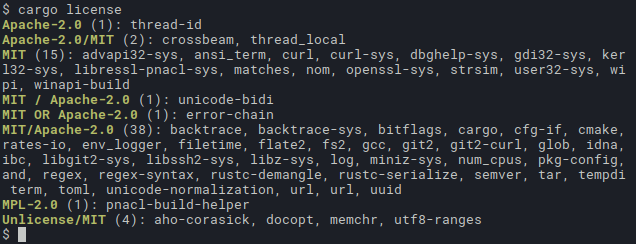 cargo-license