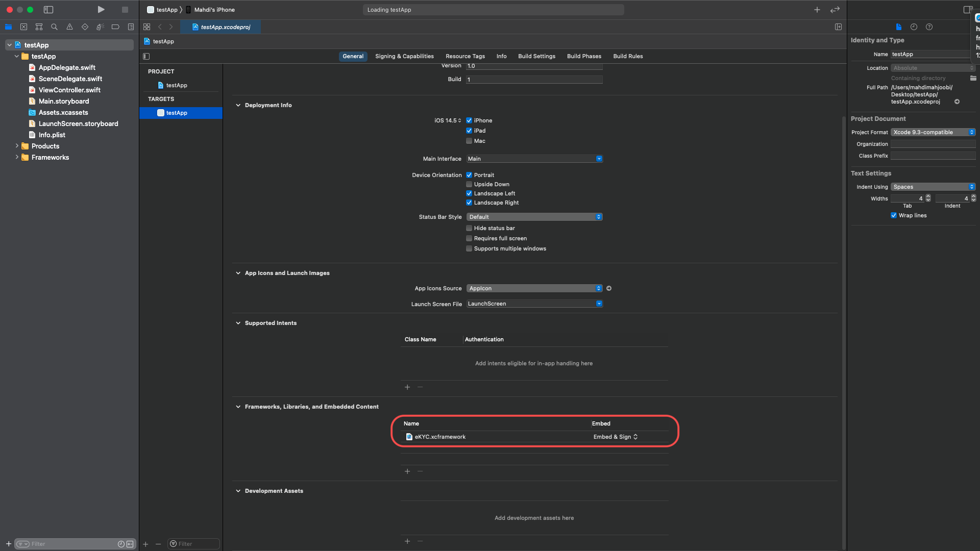 Adding eKYC.xcframework to embedded binaries